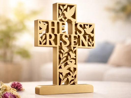He Is Risen – Easter Cross Décor