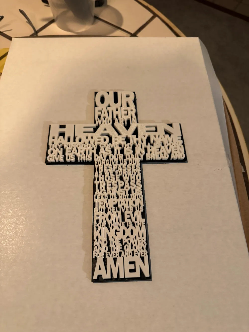 The Lord's Prayer Cross – Christian Word Art Décor