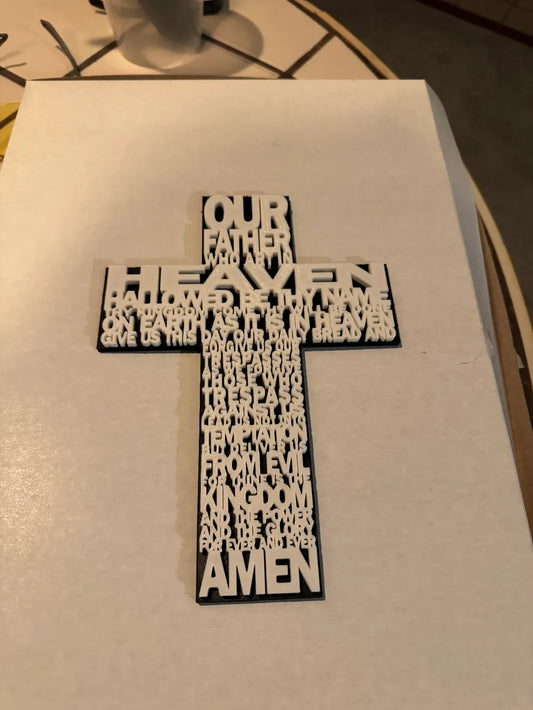 The Lord's Prayer Cross – Christian Word Art Décor
