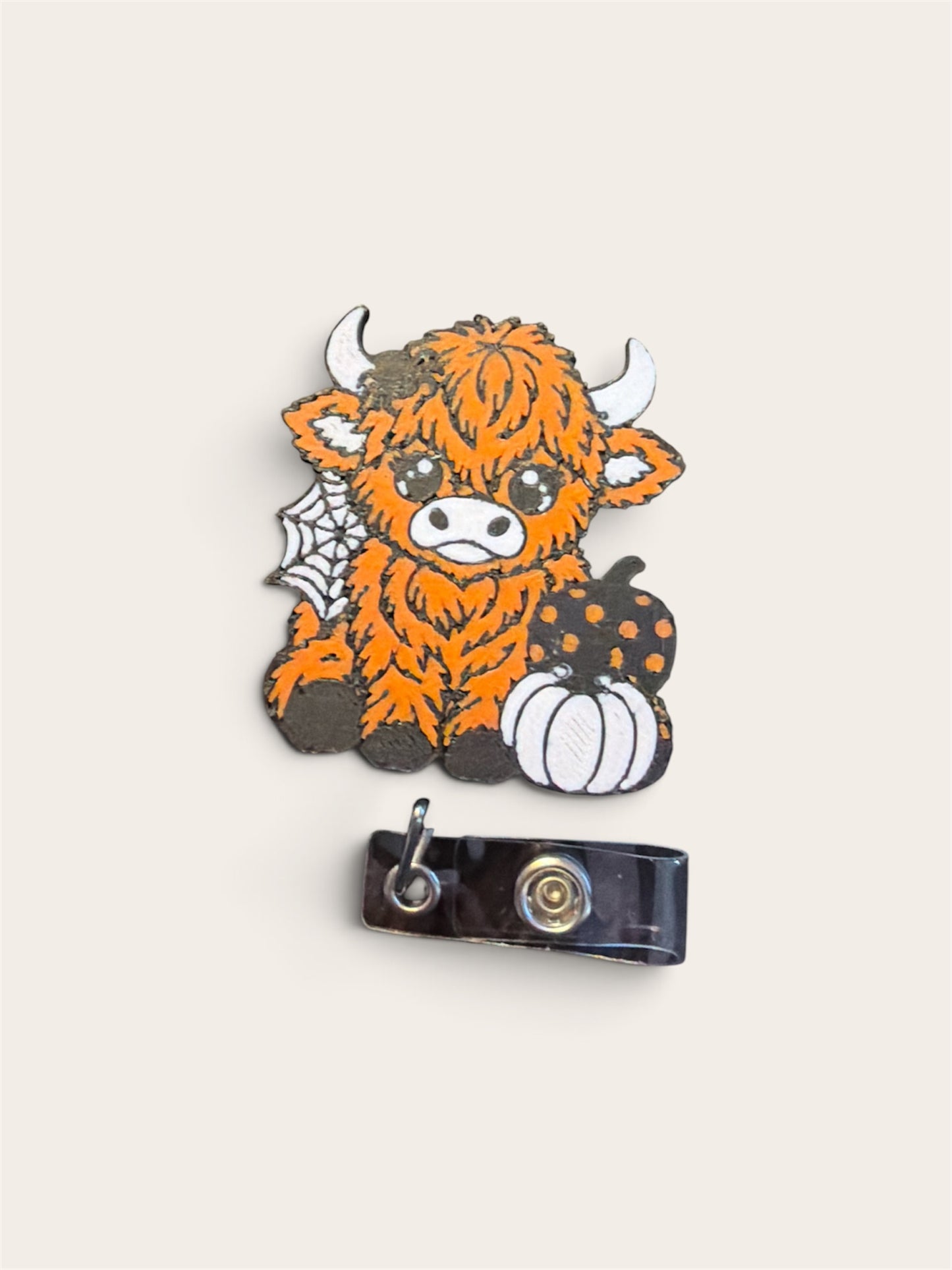 Halloween Highland Cow Badge Reel Collection – Spooky, Fluffy & Full of Personality! (Sold Separately)