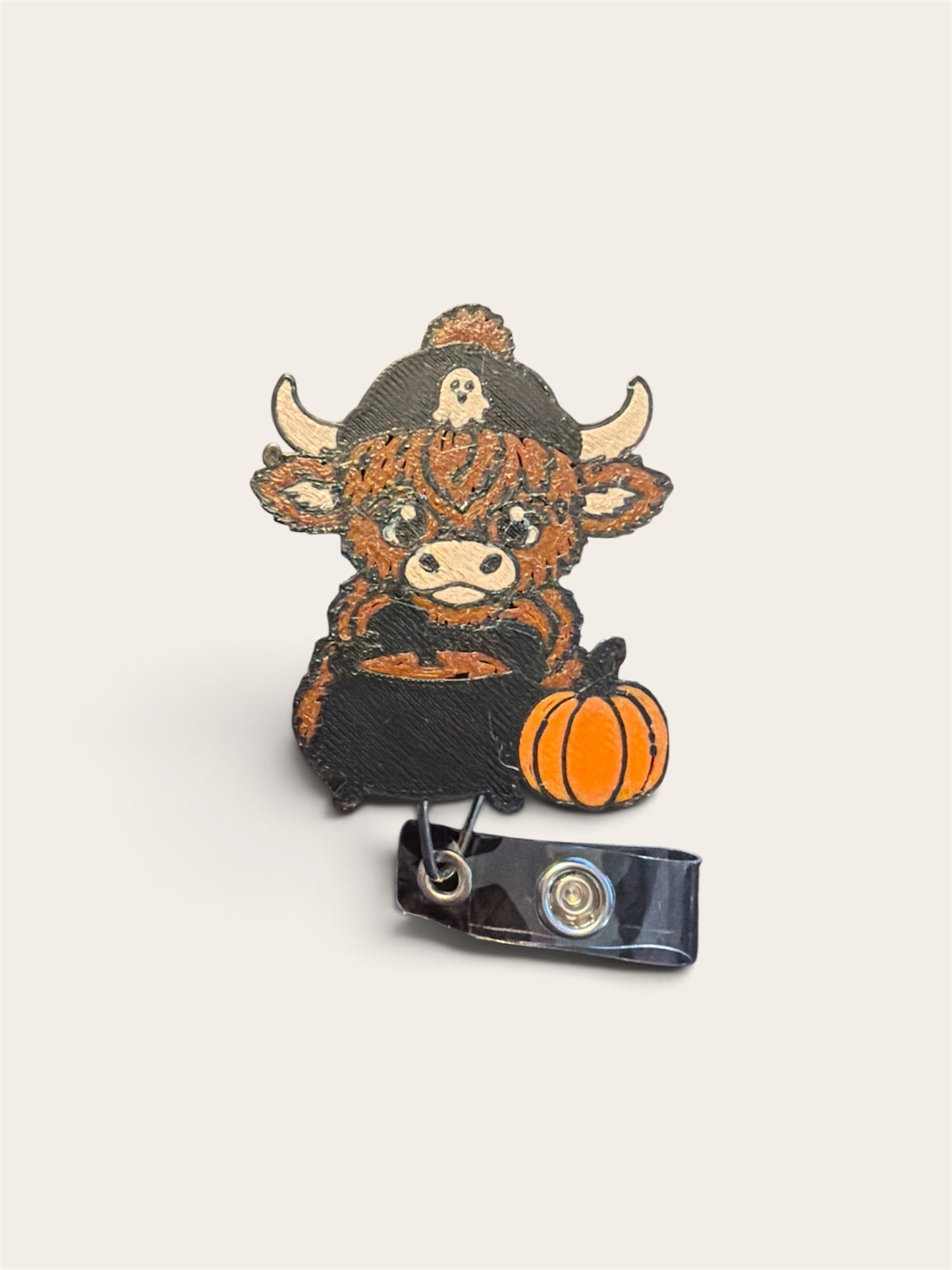 Halloween Highland Cow Badge Reel Collection – Spooky, Fluffy & Full of Personality! (Sold Separately)