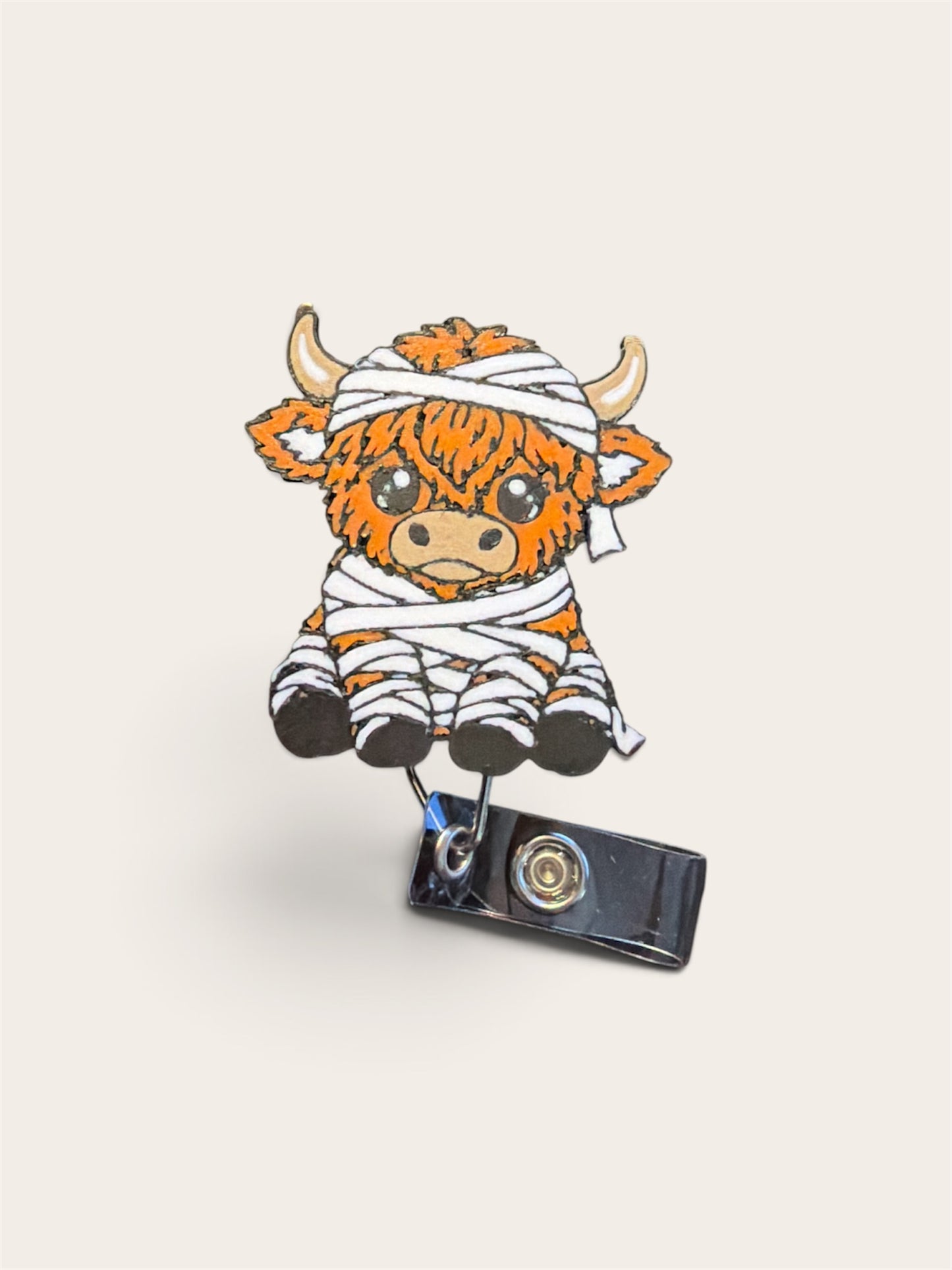 Halloween Highland Cow Badge Reel Collection – Spooky, Fluffy & Full of Personality! (Sold Separately)