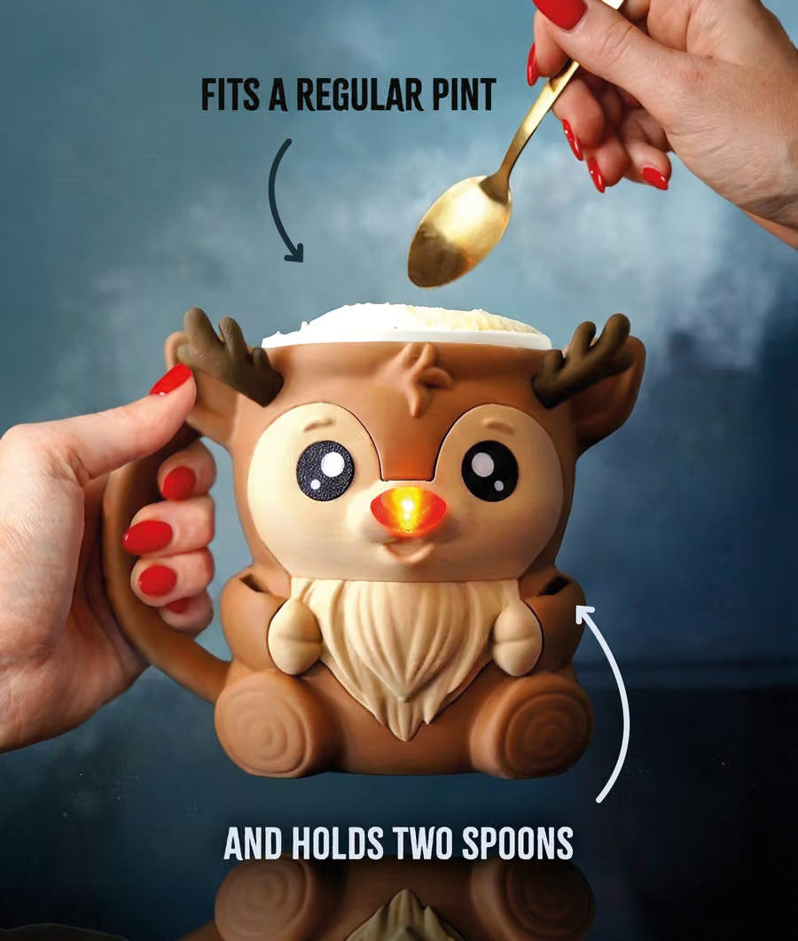 Rudy the Ice Cream Pint Holding Reindeer