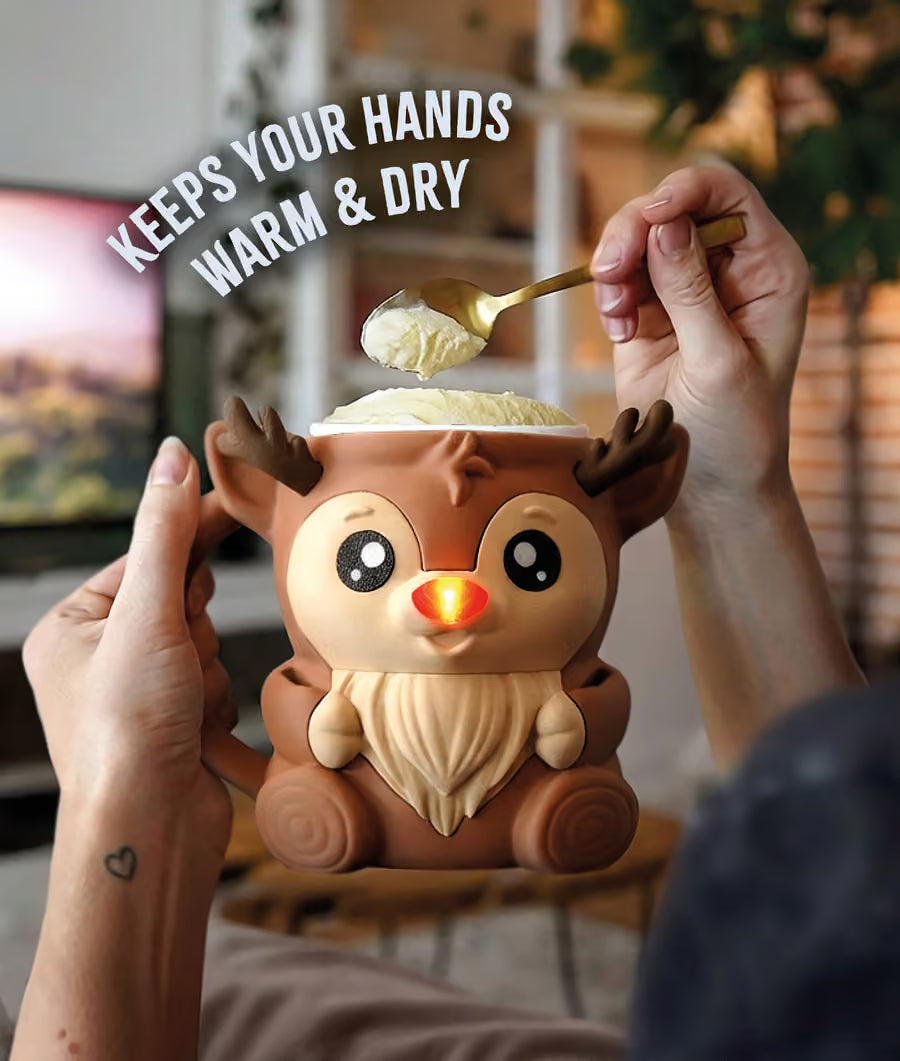 Rudy the Ice Cream Pint Holding Reindeer