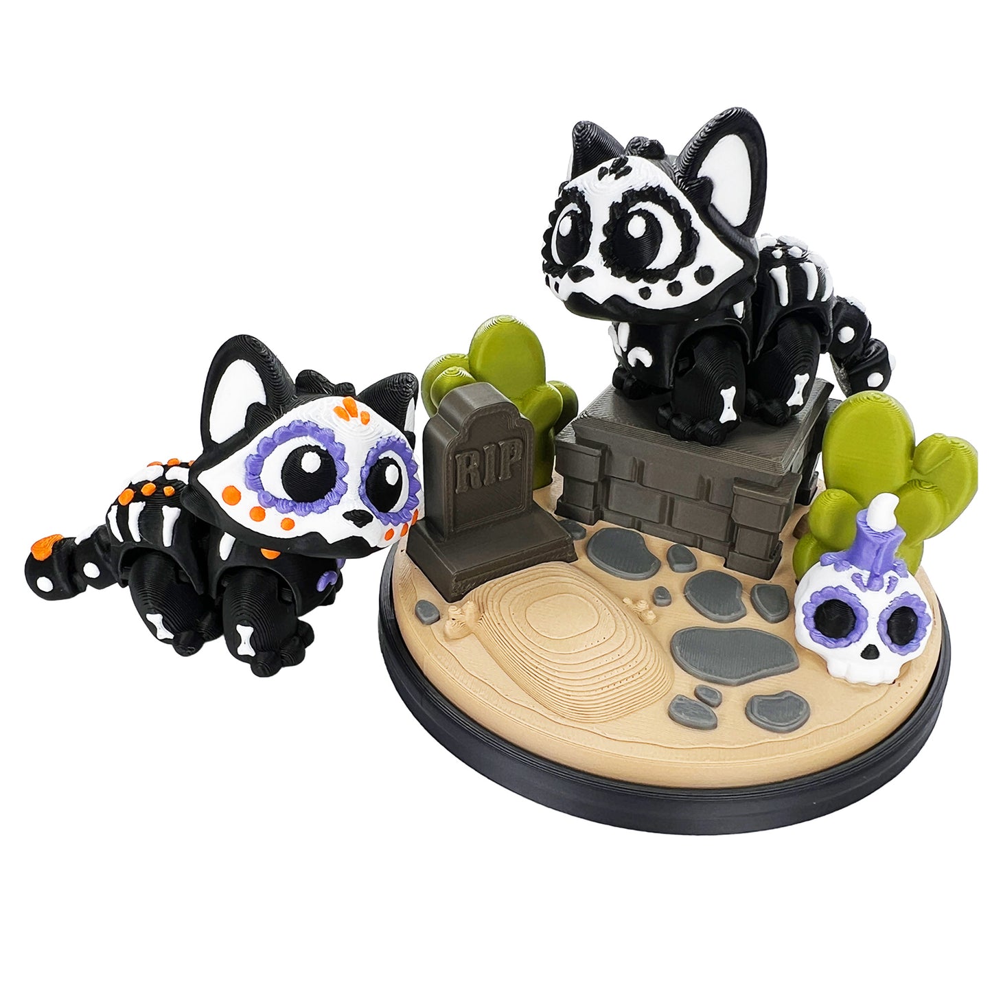 Skull Cat – Day of the Dead Set | 3D Printed Collectible
