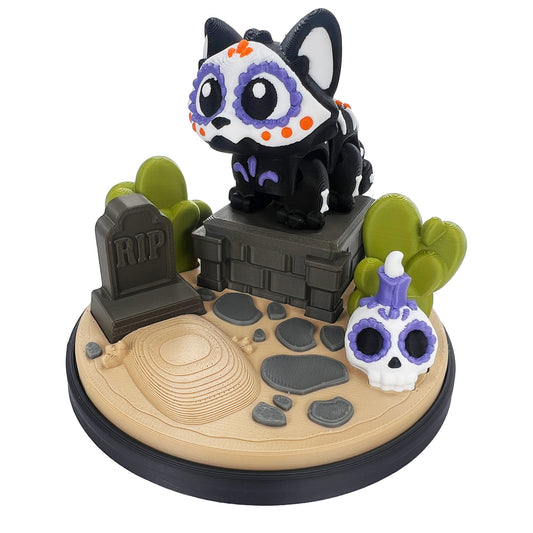 Skull Cat – Day of the Dead Set | 3D Printed Collectible