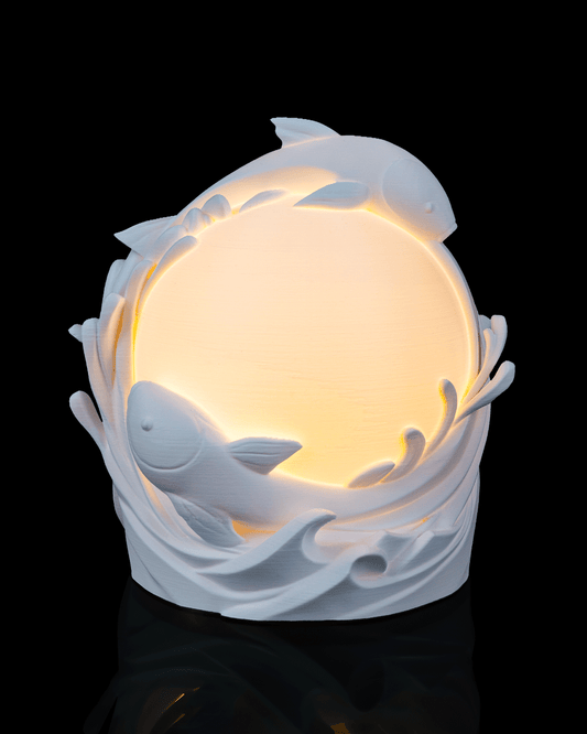 Twin Fish Sphere Table Lamp