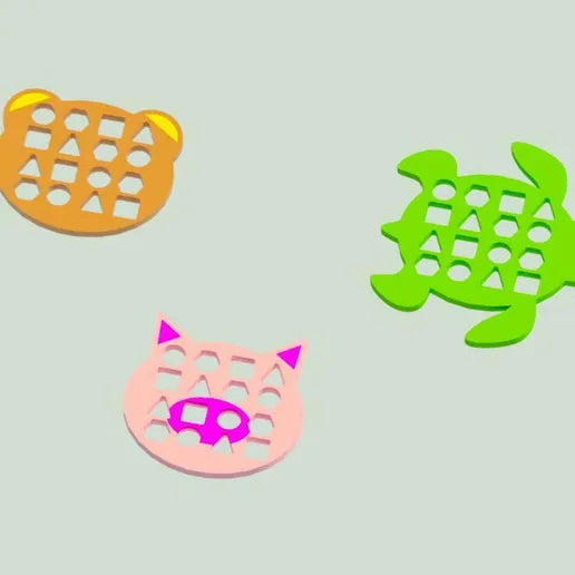 Shape Matching Game Set – Pig, Turtle & Bear!